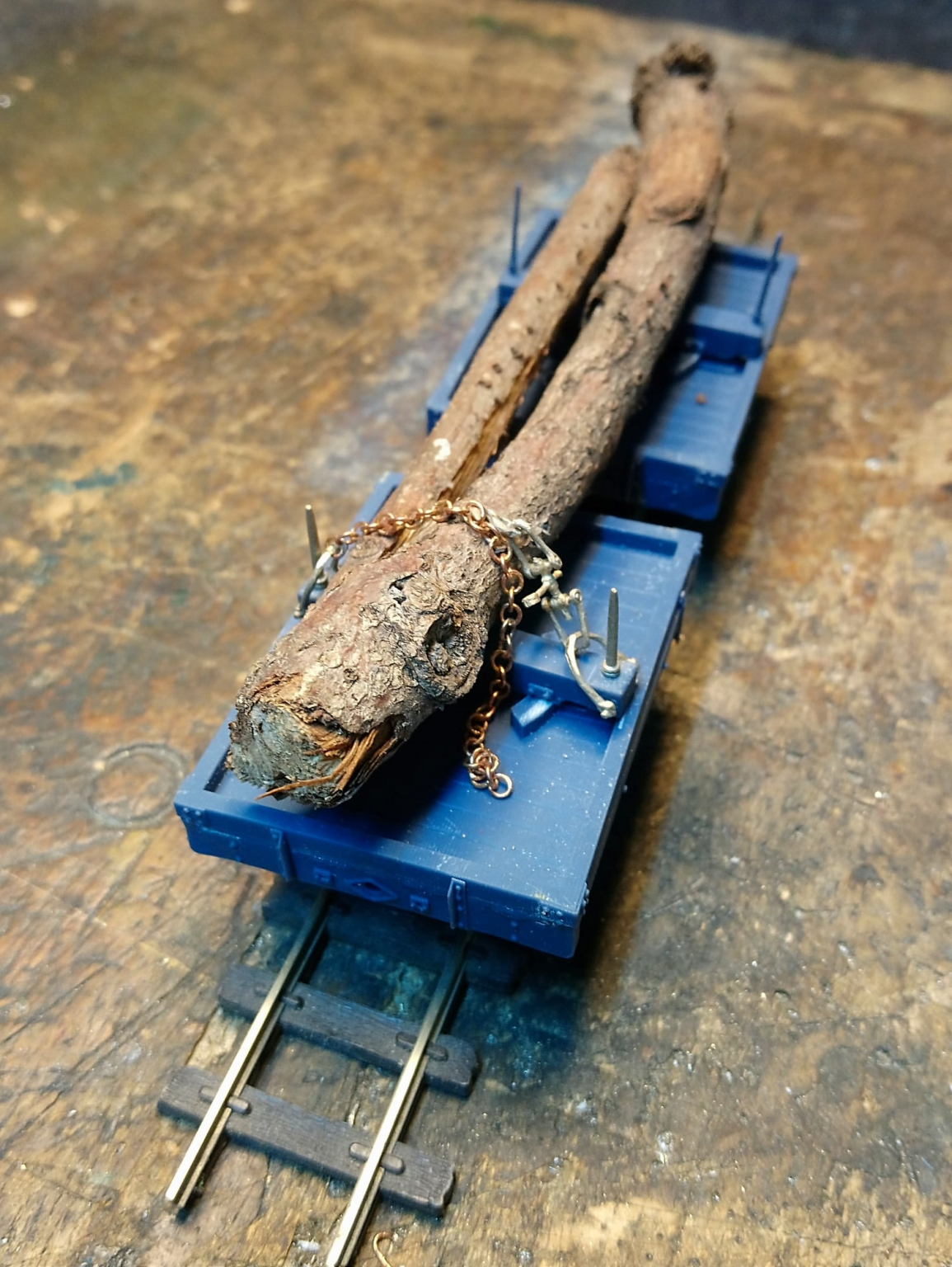 Timber Bolster With Load Showing Tie-Down Chains (Timber NOT Included)